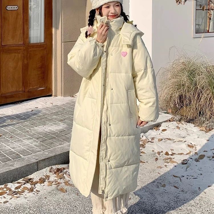 Cappotto invernale da donna Milk Fufu Down Nuovo coreano Sweet Love Sopra il ginocchio Giacca in cotone spesso_voghion.com