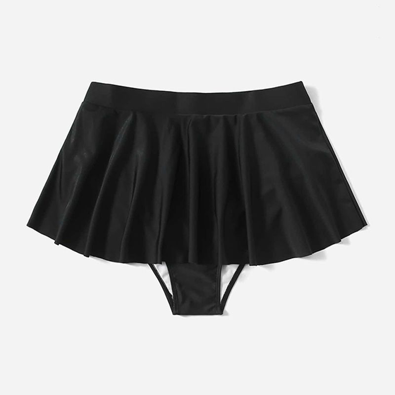 Maillot de bain de grande taille pour femme, couleur unie, style européen et américain, avec jupe de plage, anti-exposition_voghion.com