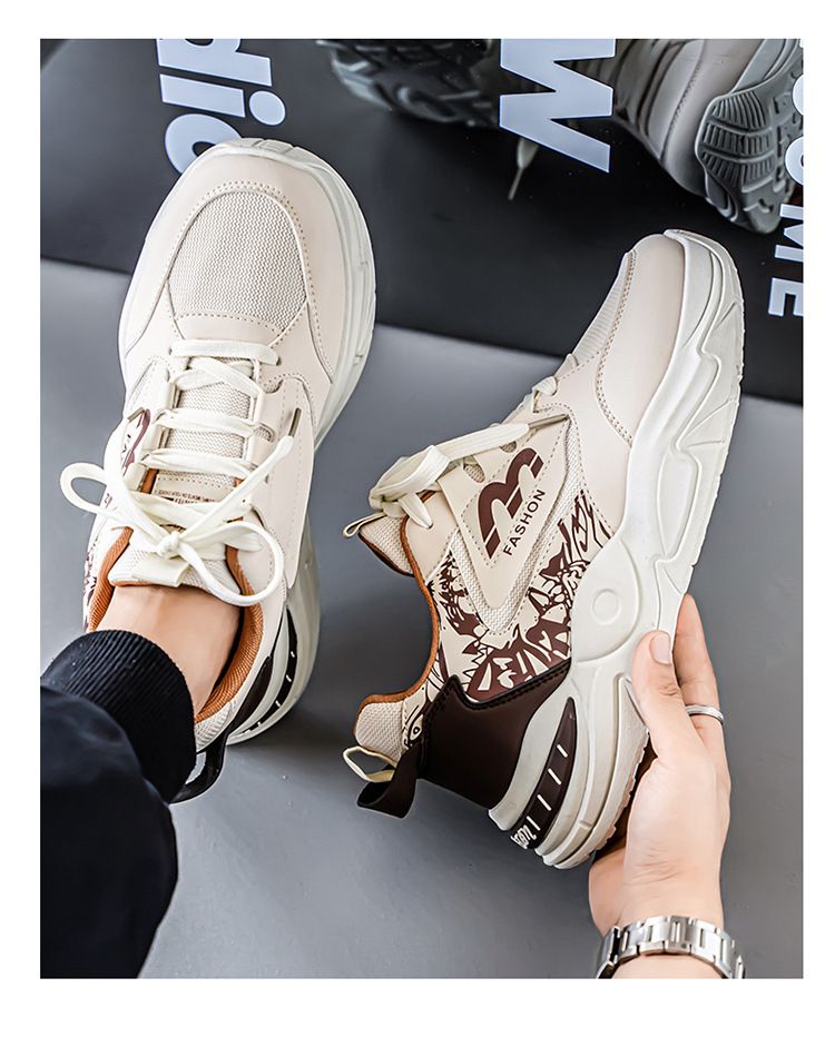 Sommer Neue Atmungsaktive Mesh Sneakers Herren Trendy Vielseitige Weiße Dicke Sohle Casual Dad Schuhe Männer_voghion.com