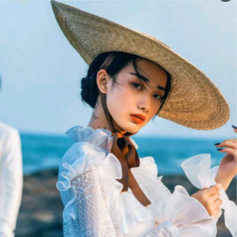 Vendita calda Vendita calda 15/18cm Cappelli da spiaggia a tesa larga per le donne Elegante romantico Grande cappello da sole con protezione UV con cravatta al collo Oversized Flat Top_voghion.com