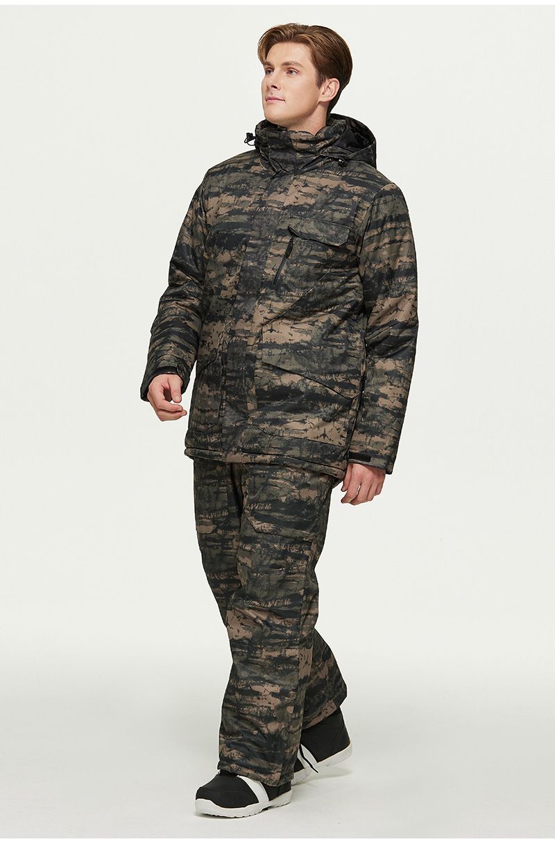 Tuta da sci mimetica da snowboard con giacca e pantaloni caldi e spessi invernali da uomo, nuovo modello_voghion.com