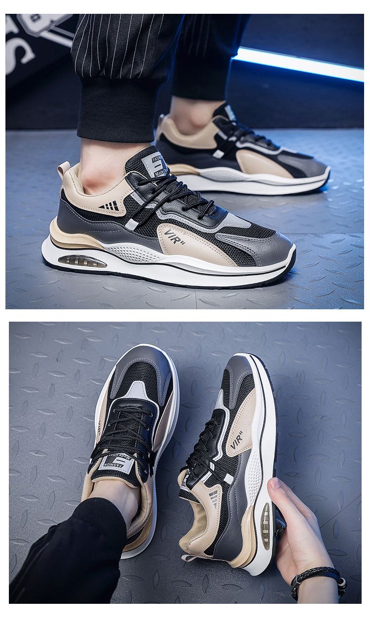 Sommer Atmungsaktives Mesh Sport Herren Trendy Vielseitig Höhe Erhöhend Weiß Laufen Casual Dad Schuhe_voghion.com