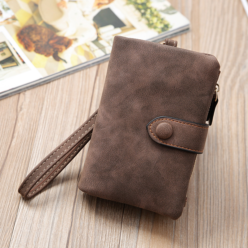 Portamonete piccolo con pochette lunga con cerniera lunga da donna, portafoglio corto opaco retrò in nuova versione coreana_voghion.com