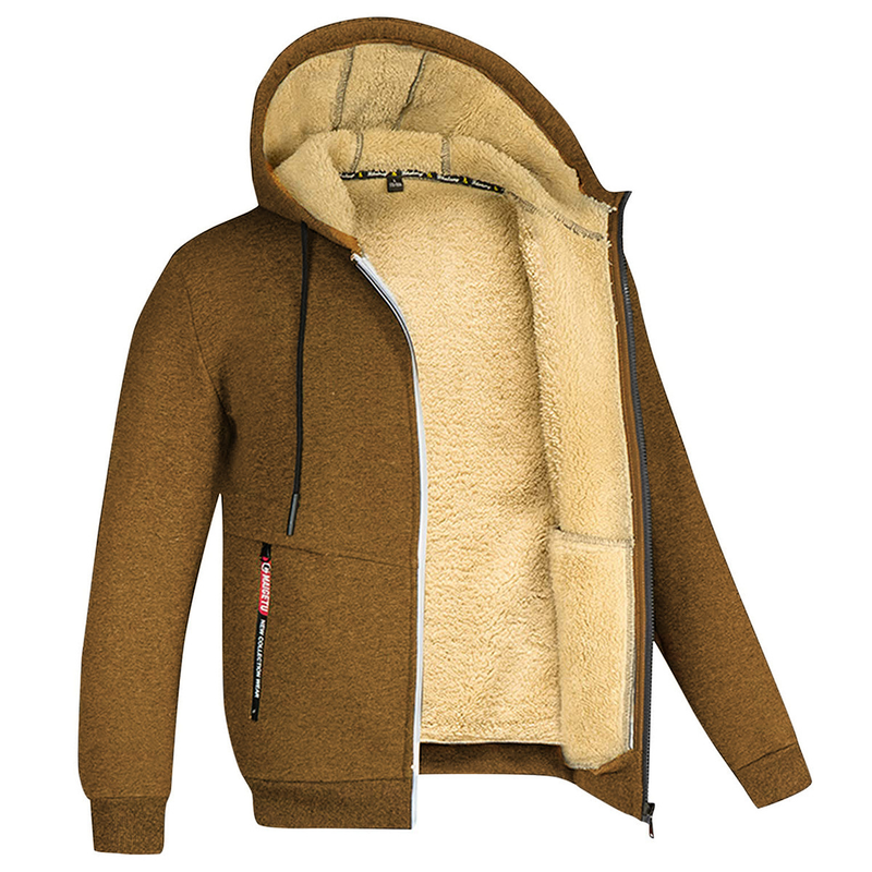 Winter Lambswool Zipper Hoodies Thicken Warm Jackets Long Sleeve Sweatshirts Casual Sports Fleece Black Coats Hooded Men Coat Top_voghion.com