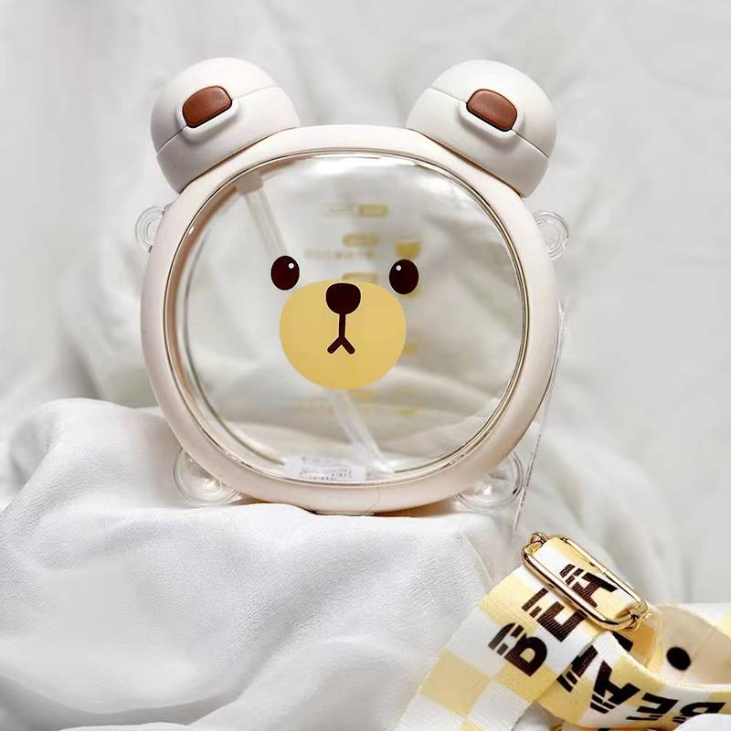 Cara Bear podwójny kubek do picia dla dzieci kubek na wodę ze słomką urocza dziewczynka ze szkoły podstawowej specjalna butelka na wodę do szkoły_voghion.com