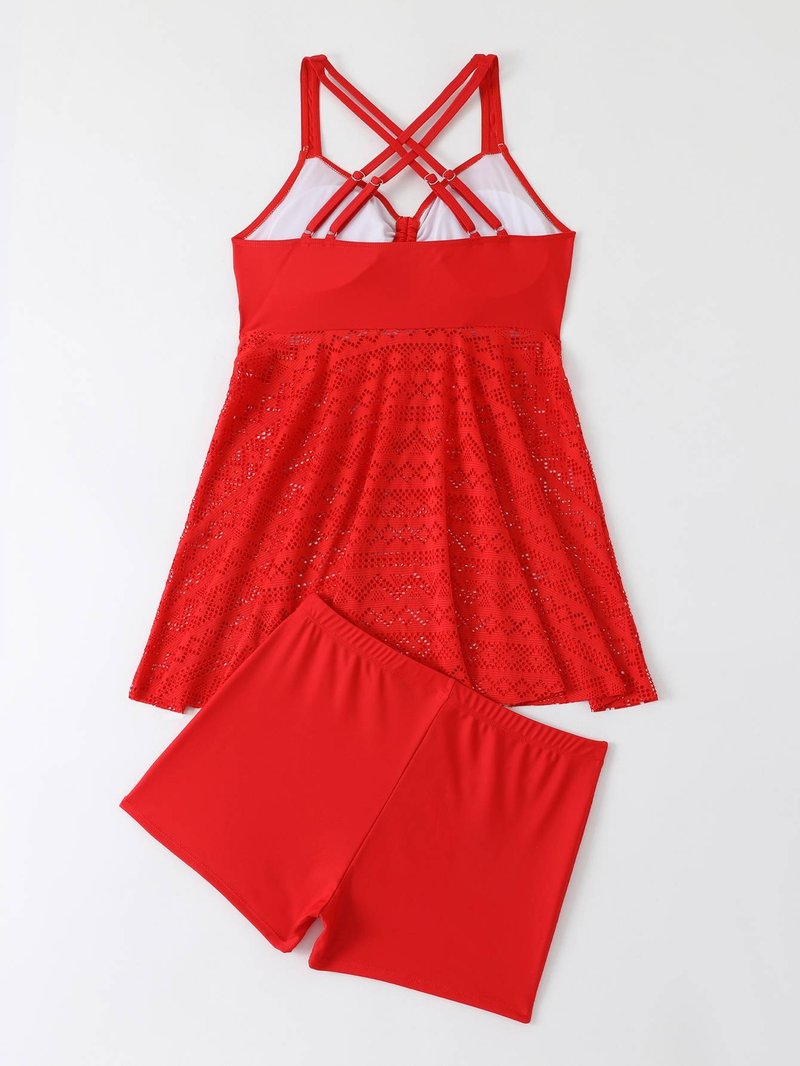 Fat Sister Rock Style Fashion Split Badeanzug Konservativ Romantisch Locker Einfarbig Damen Strandkleidung_voghion.com