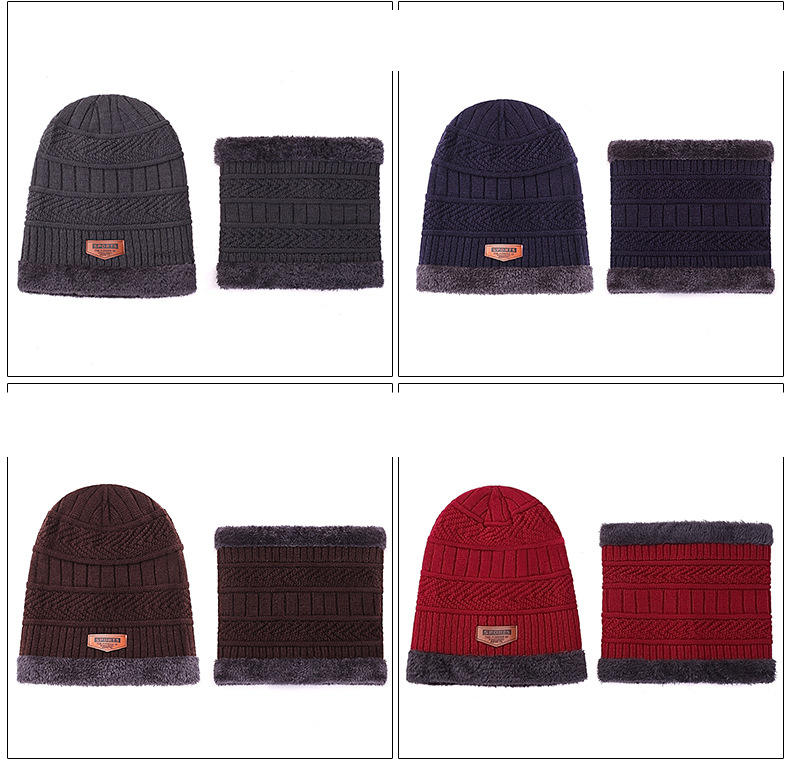Acessórios unissex protetor de pescoço quente gorro de lã lã e gorro de malha grossa pulôver gola duas peças_voghion.com