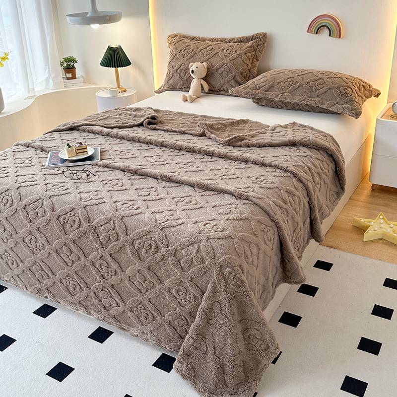 Pure Color Clover Tuff Fleece Blanket Coral Fleece Blanket Nap Blanket Sofa Blanket Gift Air Conditioning Blanket_voghion.com