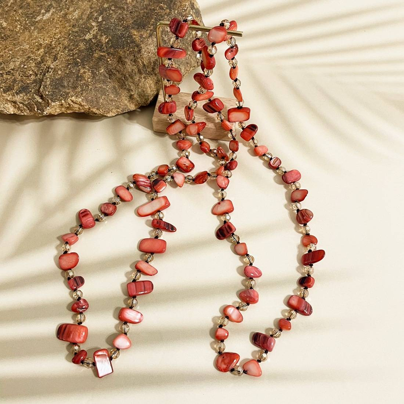 Hot Selling Bohemian Kleurrijke Schelp Glas Multi Layer Ketting Lange Trui Ketting Voor Vrouwen_voghion.com