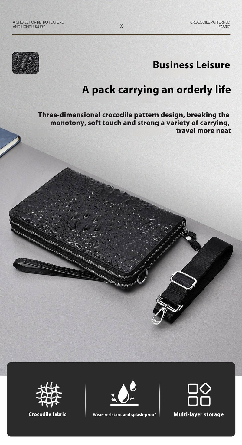 Men's Crocodile Pattern Leather Messenger Bag - Large Capacity Business & Casual Crossbody Bag Multi-Functional Designer Handbag_voghion.com