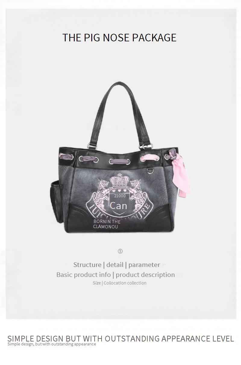 Retro Hot Girl Stickerei Print Tragetasche Große Kapazität Weibliche Nischenklasse Pendlerhandtasche Umhängetasche_voghion.com