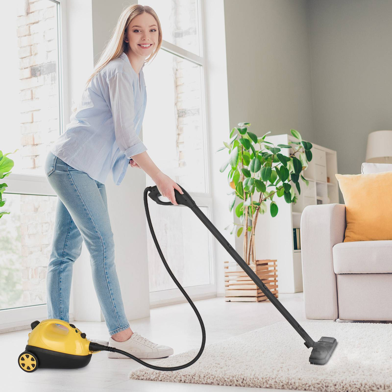 Mehrzweck-Dampfreiniger mit 19 Zubehörteilen, tragbarer Dampfreiniger mit 1,2-Liter-Tank für Fußböden, Teppiche, Fenster, Autos und mehr, 1500 W_voghion.com