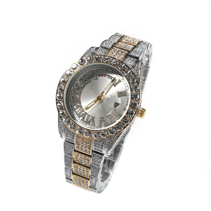 Orologio Hip-Hop da uomo HypeCore - Quarzo a doppio movimento con grandi diamanti rotondi e datario_voghion.com
