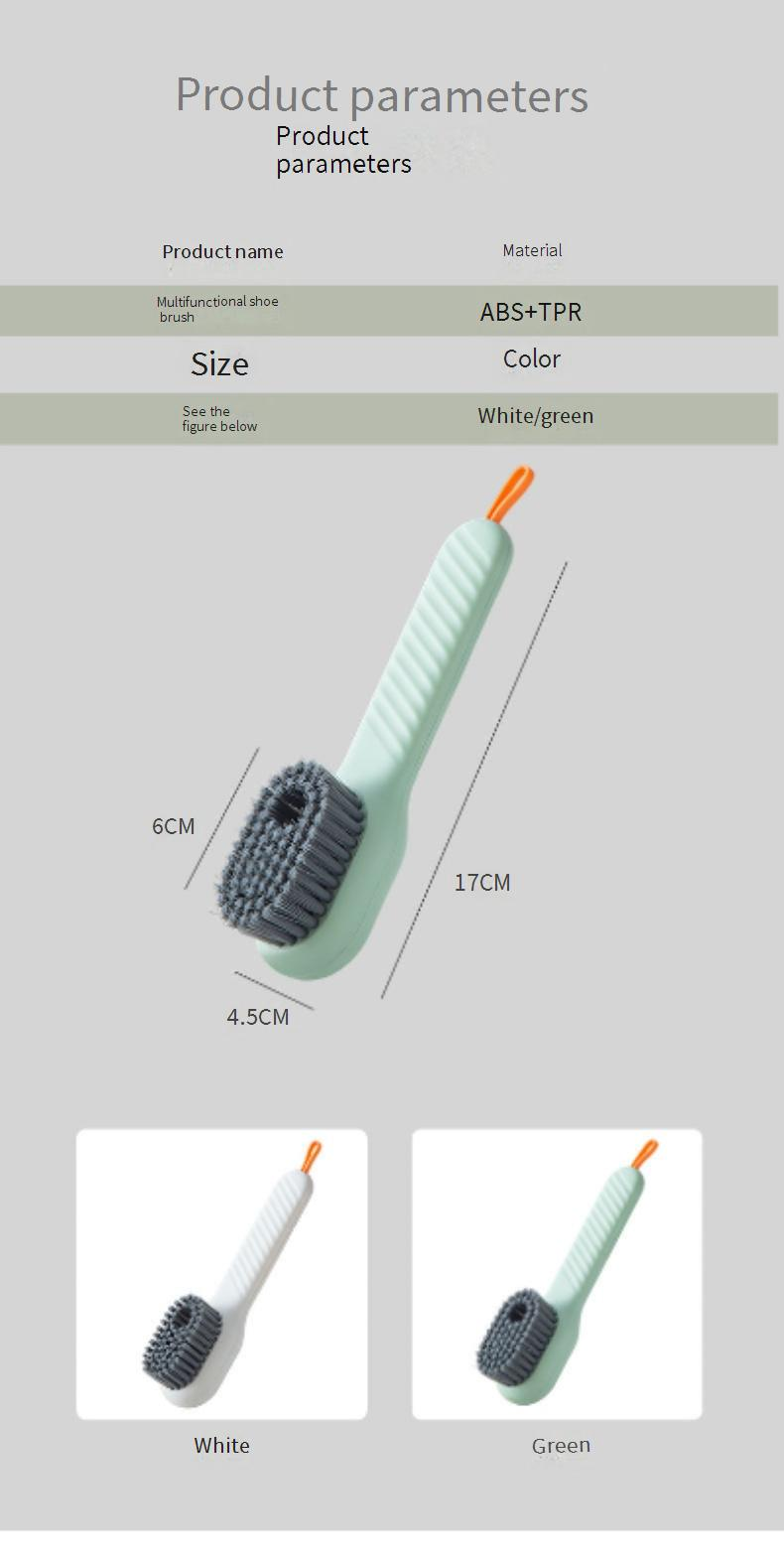 Liquid Dispensing Shoe Brush - Multi-Purpose Cleaning Tool For Shoes & Clothes (Soft Bristles, One-Press Soap Release)_voghion.com