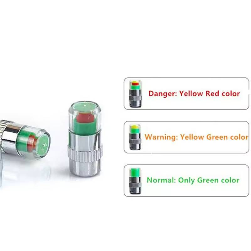 4pcs/set Car Tire Pressure Indicator Tire Pressure Gauge Indicator Alert Monitoring Valve Cap Sensor External Valve Detection_voghion.com