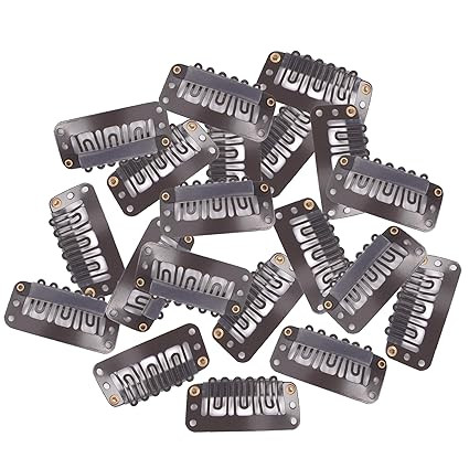 6-Teeth Clips For Hair Extension, Wigs|U-Shape Metal Silicon Clips | 32mm Length 50Pcs Per Pack Brown Color_voghion.com