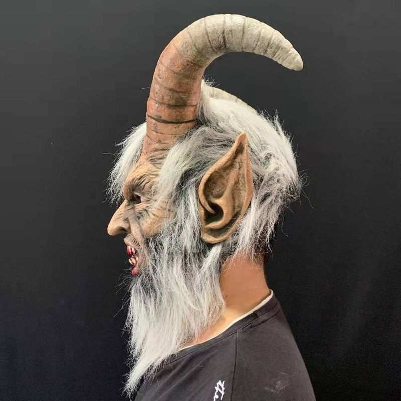 Maschera in lattice per cosplay di Halloween, cappuccio per la testa, viso umano, maschera di Lucifero_voghion.com