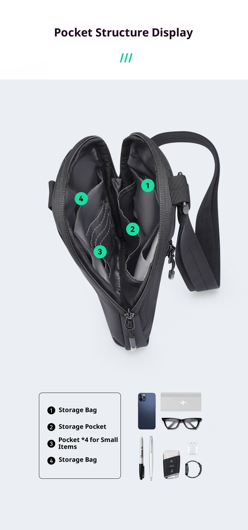 Borsa a tracolla leggera e minimalista da uomo - Tessuto Oxford resistente, borsa a tracolla casual urbana per gli oggetti essenziali di tutti i giorni, piccola borsa a tracolla, marsupio_voghion.com