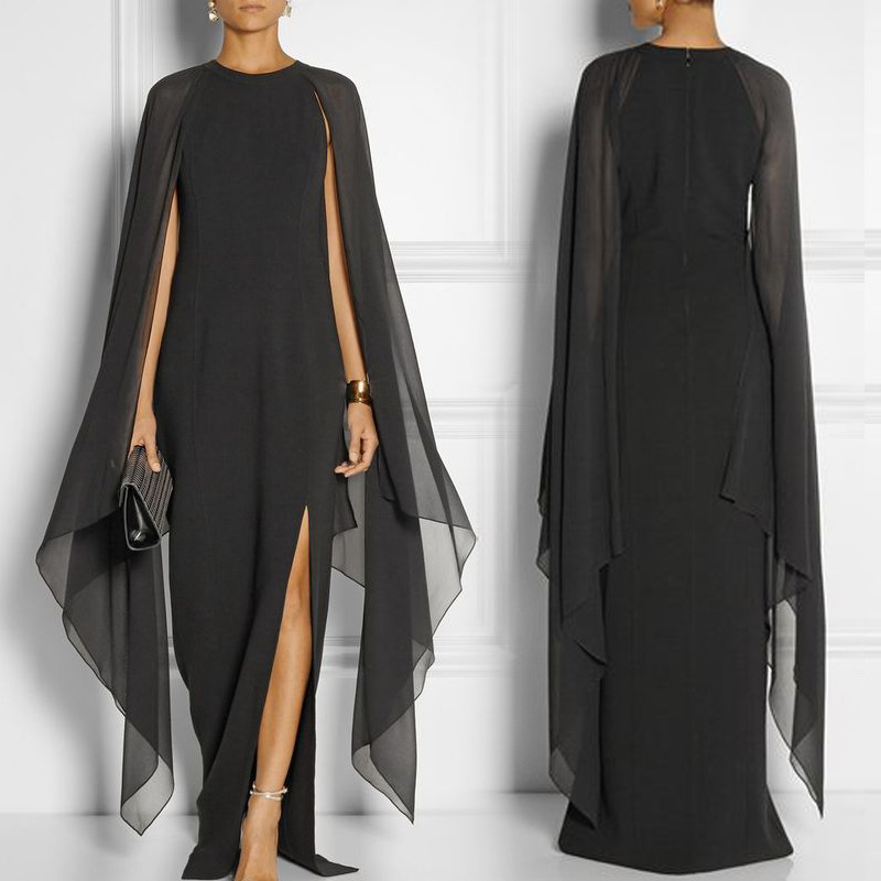 Vestido largo sin mangas del vestido de noche del mantón de la gasa de las mujeres_voghion.com