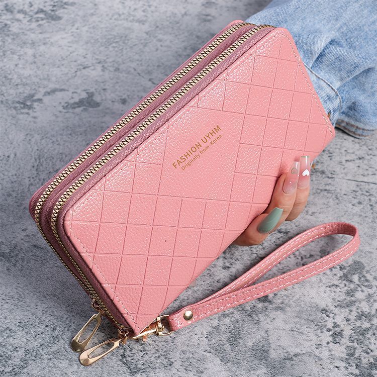 2024 Nova Carteira de Alta Capacidade Longa Bolsa de Estudante Zíper Duplo Coreano Feminino Chave Capa de Celular_voghion.com