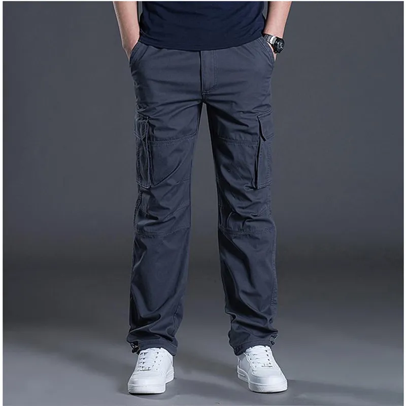 Lente Herfst Cargo Casual Heren Baggy Normale Katoenen Broek Mannelijke Combat Tactische Broek Multi Zakken_voghion.com