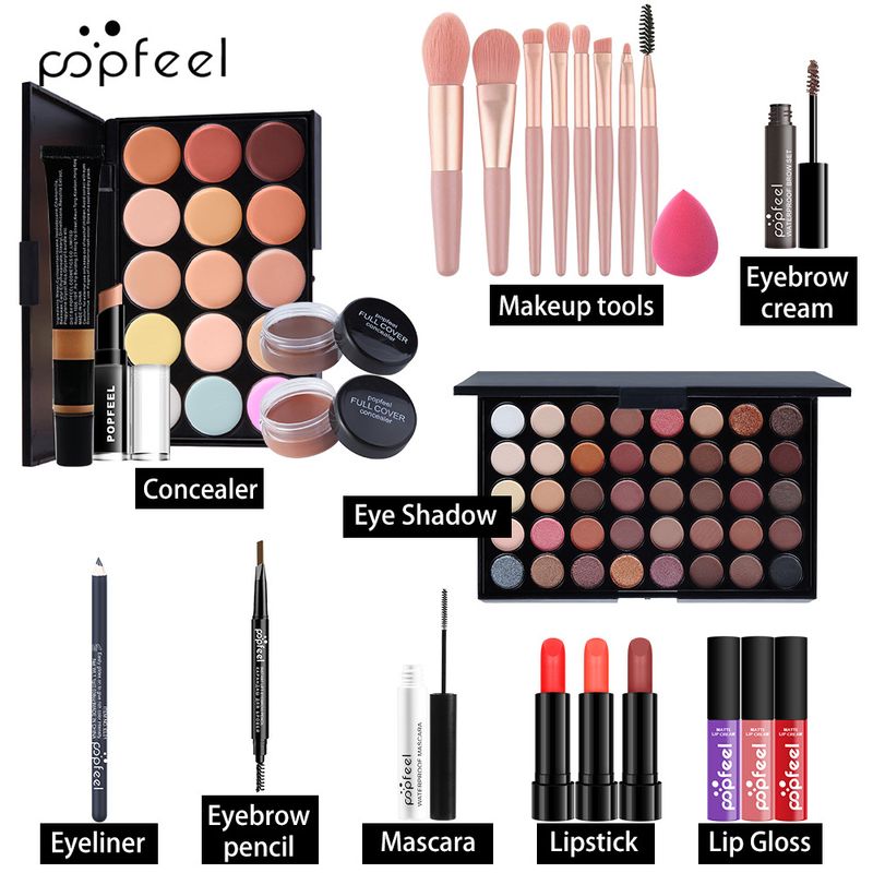 Makeup Sets Wholesale Eye Shadow Lip Gloss Foundation Lipstick Concealer Beginner Studio Makeup Combination Set_voghion.com