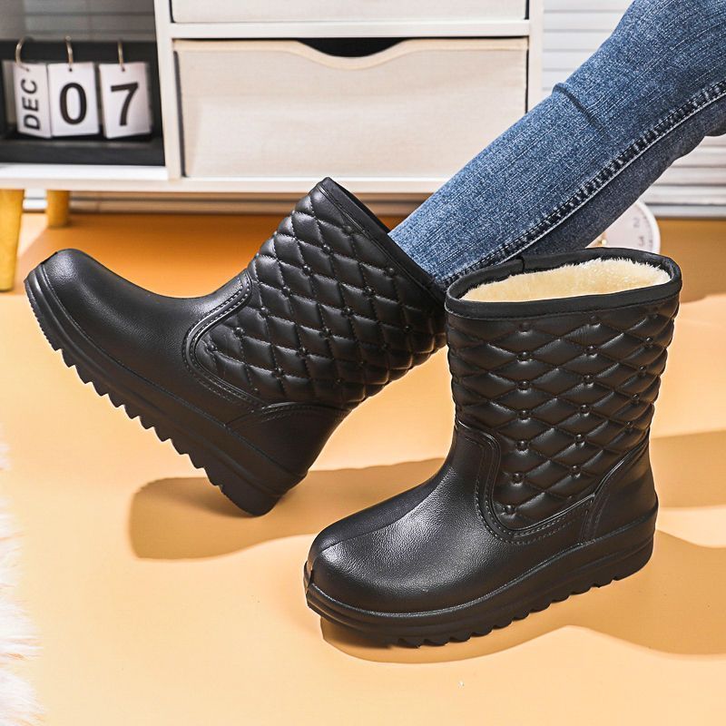 Stivali da pioggia caldi in EVA impermeabili e in pile da donna per bucato, lavaggio auto, scarpe igieniche da cucina, lavoro, antigelo,_voghion.com