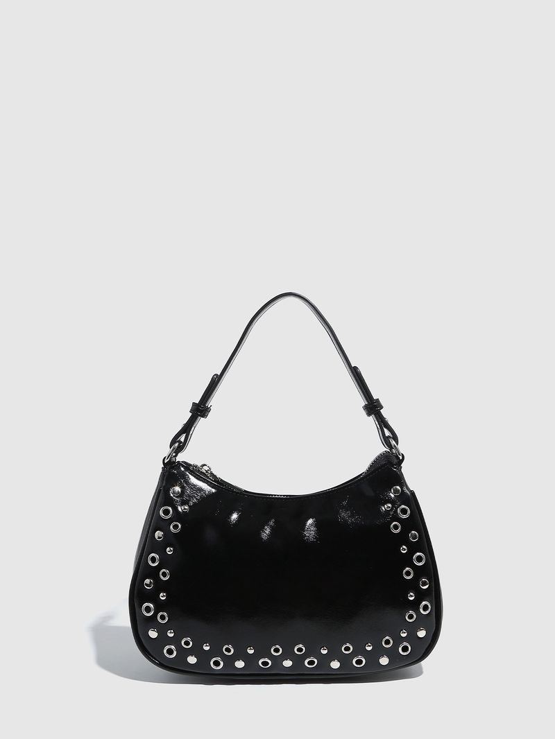 Borse da donna, nuove borse a mano regolabili con rivetti, borse a mano punk sottobraccio con cerniera, da donna_voghion.com