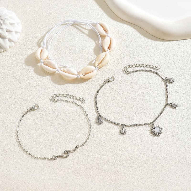 Set di cavigliere estive semplici in conchiglia naturale, stile europeo e americano, per il tempo libero, per le vacanze in spiaggia, regolabili_voghion.com