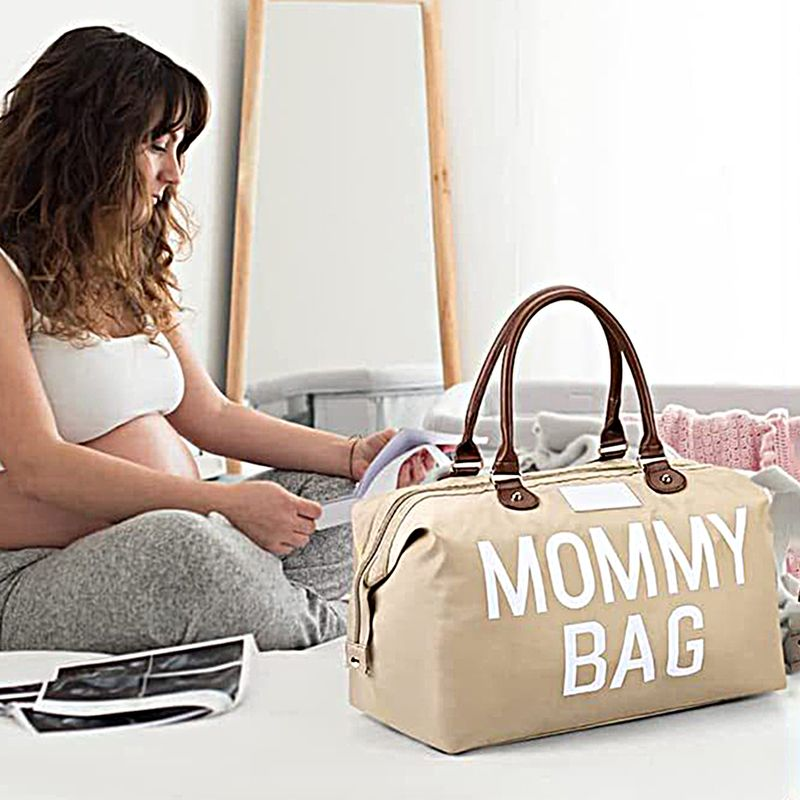 Lihao Pieluszka o dużej pojemności, haftowane litery, podwójny pasek z uchwytem, mama, szpitalna torba podróżna na zewnątrz - czarna_voghion.com