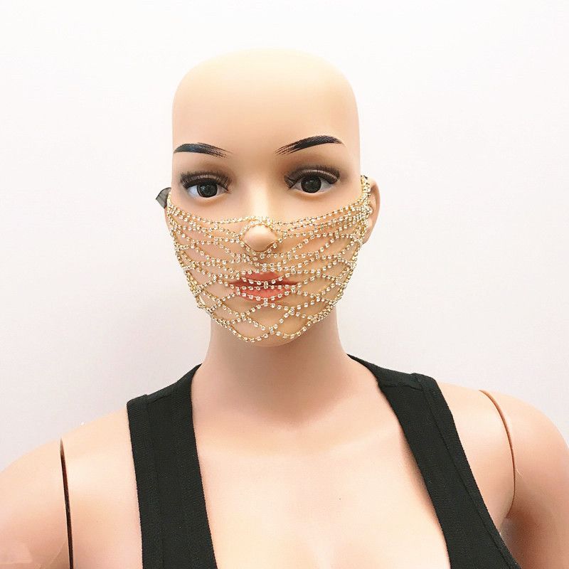 Heiße verkaufende Neuheit Angelnetz Sprudelwasser Diamantmaske Ins personalisierte Blogger vielseitiges Modeaccessoire Maske_voghion.com