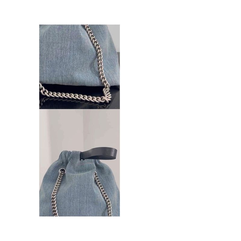 Wash Denim Blue Large Women's 2025 Autumn/Winter New High-end Single Shoulder Bucket Bag Fashionable And Versatile Casual Everyday_voghion.com