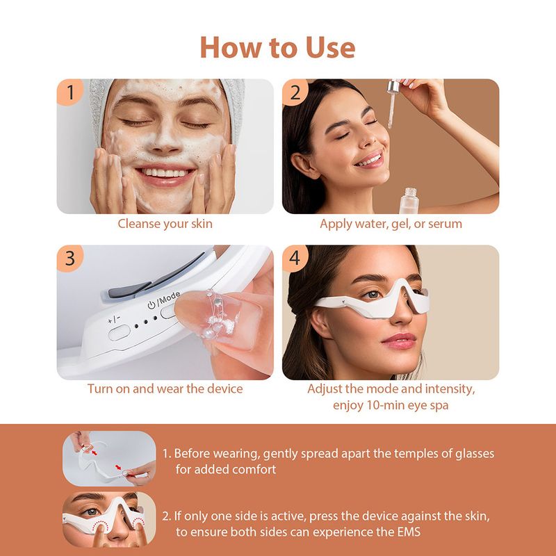 Masajeador de microcorriente EMS con luz roja para reducir las ojeras y la apariencia de los ojos (2025)_voghion.com
