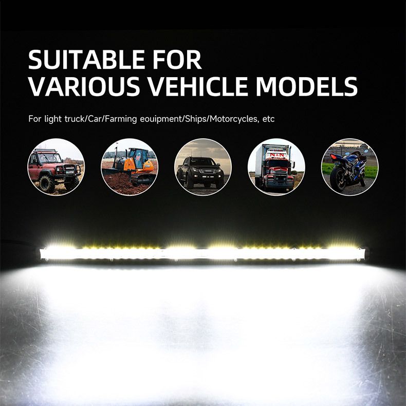 bil LED lång spotlight lastbil center nät ljus modifiering superstarkt starkt ljus off-road fordon takljus vitt ljus_voghion.com