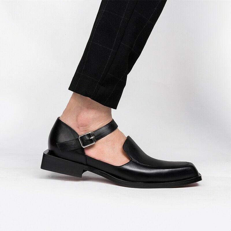 Rūpnīcas veikali Neue Schwarz Casual Business Schnalle Runde Kappe Sandalen Schuhe für Männer mit Freies Verschiffen Größe_voghion.com