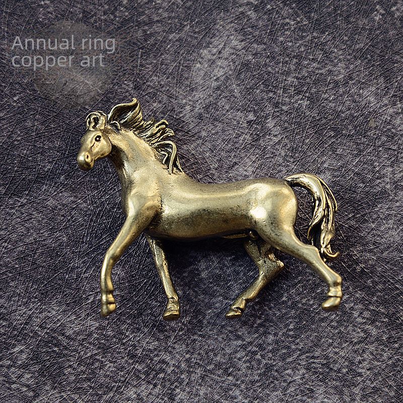 Adornos de caballo del zodiaco de latón para el éxito, adornos para el hogar, oficina, escritorio, té, mascotas, pisapapeles, adornos de caballo de cobre_voghion.com
