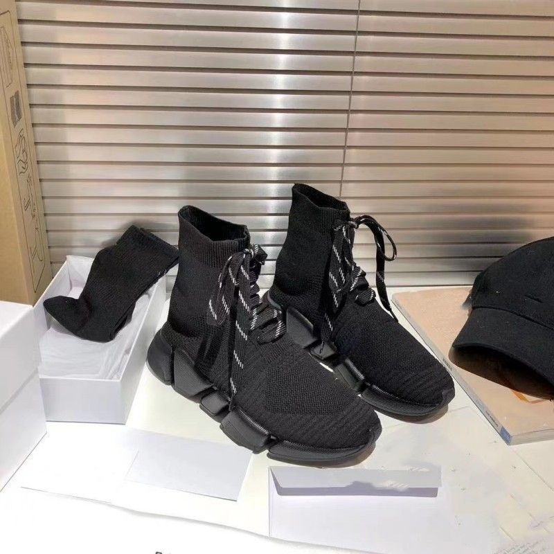 Breathable Couple Sports Shoes, Paris Mid Top Strap Socks, Boots, Knitted Men's And Women's New Elastic Socks_voghion.com
