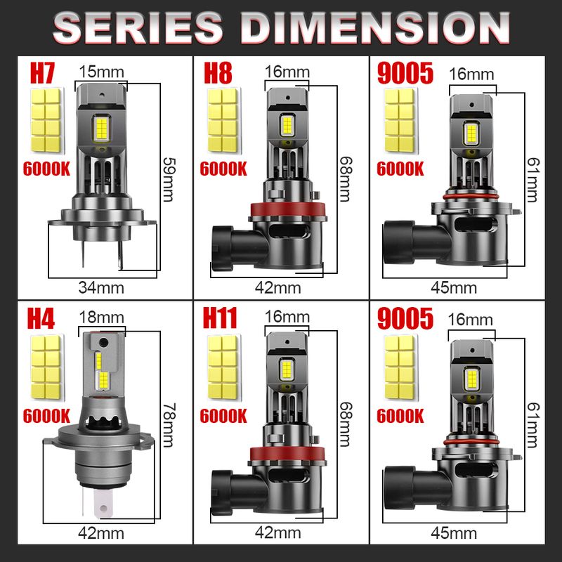 Lampadine per fari Turbo H7 H11 da 800 W, luci CANBUS, 80000 lm, H4 9012 9005 HB3 9006, mini lampada 3580 CSP, LED per auto wireless con_voghion.com