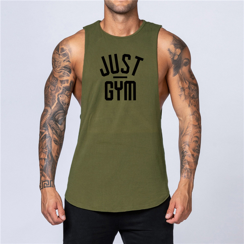 New Summer Loose Sweetheart Tank Top Men's Gym Men Letter Printing Fitness Sleeveless Tank Top Cotton_voghion.com