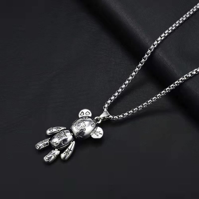 Actionable Violent Bear Titanium Steel Necklace Hip Hop Men's Trendy Punk Couple Sweater Chain Women's Crowd Hoodie_voghion.com