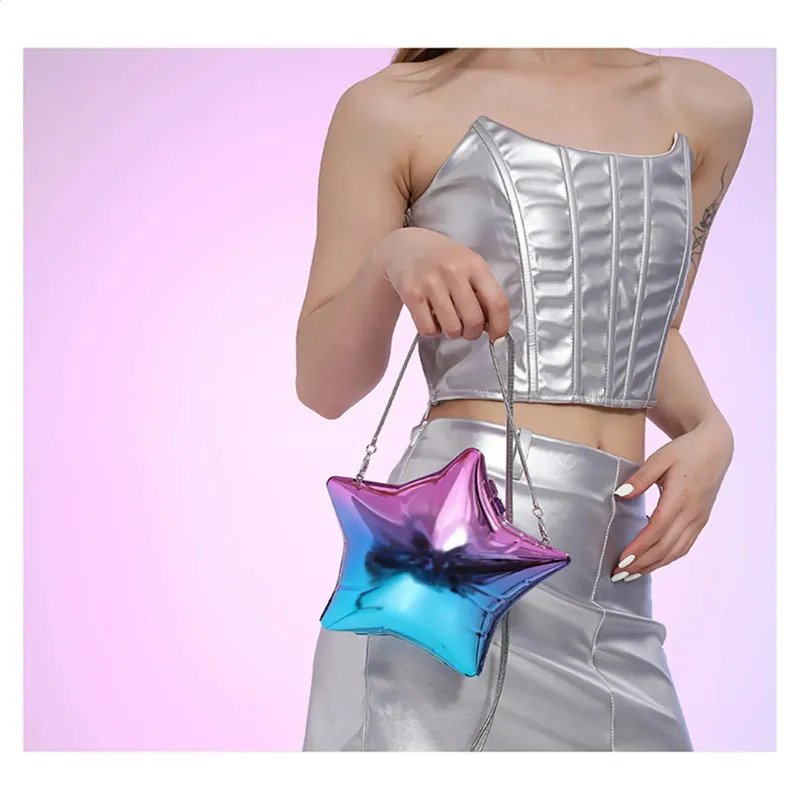 Borse a tracolla a forma di stella in acrilico creativo alla moda Er Borsa a tracolla da donna Y Pochette da sera per feste in argento 240824_voghion.com