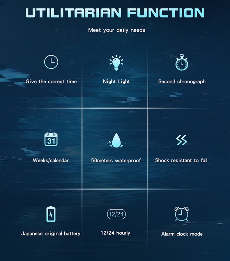 Men's Digital Analog Sports Watch With LED Backlight, 50M Waterproof, Shockproof, Alarm & Date Display For Outdoor & Casual Wear_voghion.com