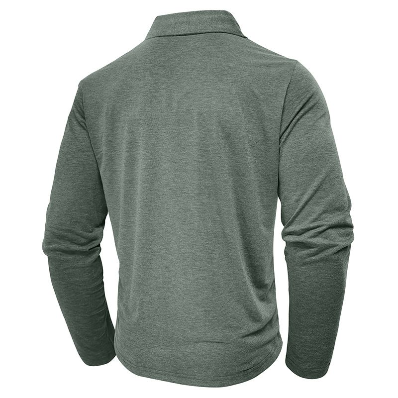 Herrenbekleidung – Langarm-T-Shirt mit Kragen für Herren – Bequemer Baumwollmischstoff, klassische Passform, verschiedene Farben für den Alltag_voghion.com