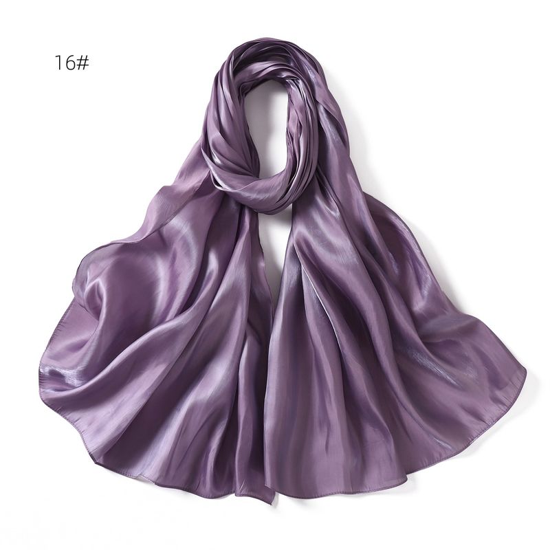 Unisex Solid color soft shimmering satin scarf women's scarf sunblock shawl Muslim_voghion.com