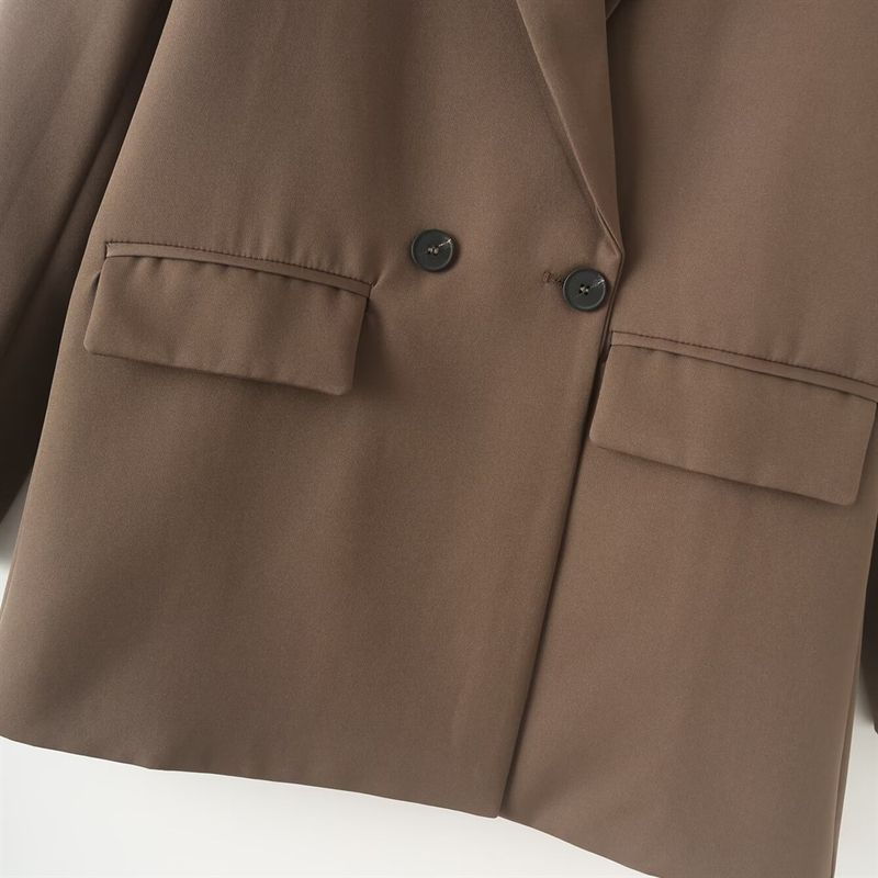 Suministro de ropa para mujer PB&ZA Ropa de mujer Otoño e invierno Nueva chaqueta de traje cruzada multicolor Top suelto_voghion.com