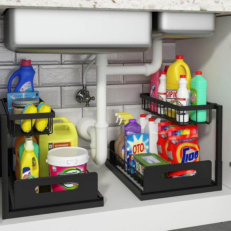 REALINN Under Organizer, Pull Organizer Slide Out Sink Shelf Cabinet Storage Shees, Storages For Kitchen Bathroom,_voghion.com