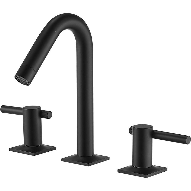 8 In. Widespread Double Handle High-Arc Bathroom Faucet Water-Saving With Drain Kit In Brushed Nickel_voghion.com