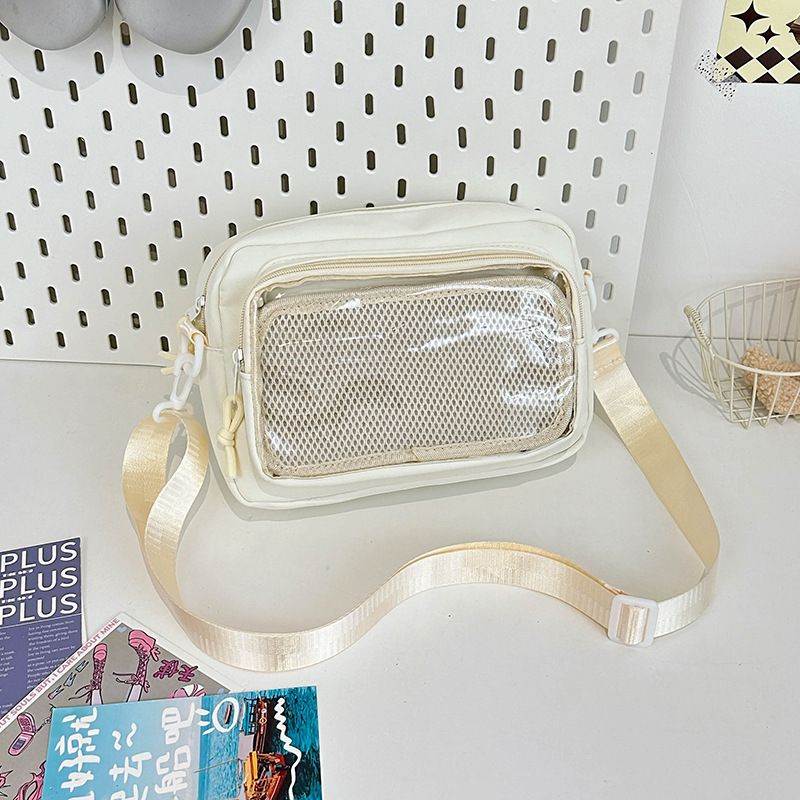 Borsa a tracolla piccola, versatile e casual, per donna, con tracolla trasparente e distintivo per dolore da ragazza_voghion.com