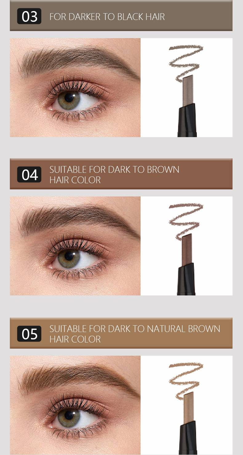 Matita per sopracciglia a triangolo a doppia testa 3 in 1, crema per sopracciglia naturale impermeabile a lunga durata, polvere per sopracciglia, matita per sopracciglia a 6 colori_voghion.com