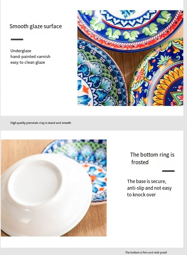 Retro Household Ceramic Tableware Rice Bowl Bohemian Rice Bowl Flavored Dish Dipping Dish Seasoning Dish_voghion.com